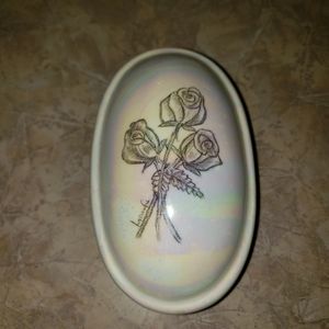 Beautiful hand designed roses with irredescent finish trinket box.